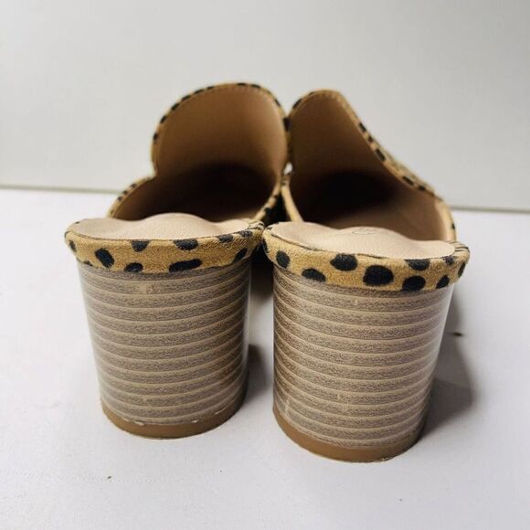 Queen George Womens Size 7 Leopard Print Heeled Sandals Mules Stacked Heel - Picture 6 of 8